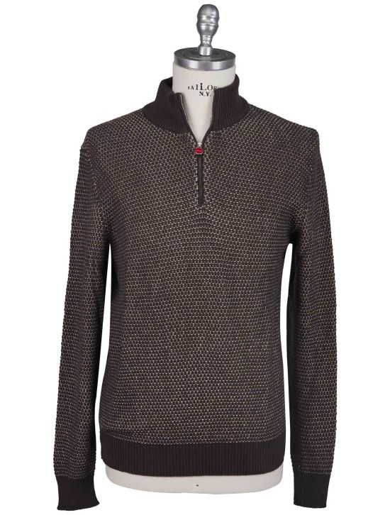 Kiton Kiton Brown 100% Vicuna Sweater Half Zip Brown 000