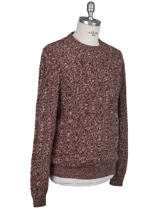 Kiton Kiton Burgundy Beige 100% Vicuna Sweater Crewneck Burgundy / Beige 001