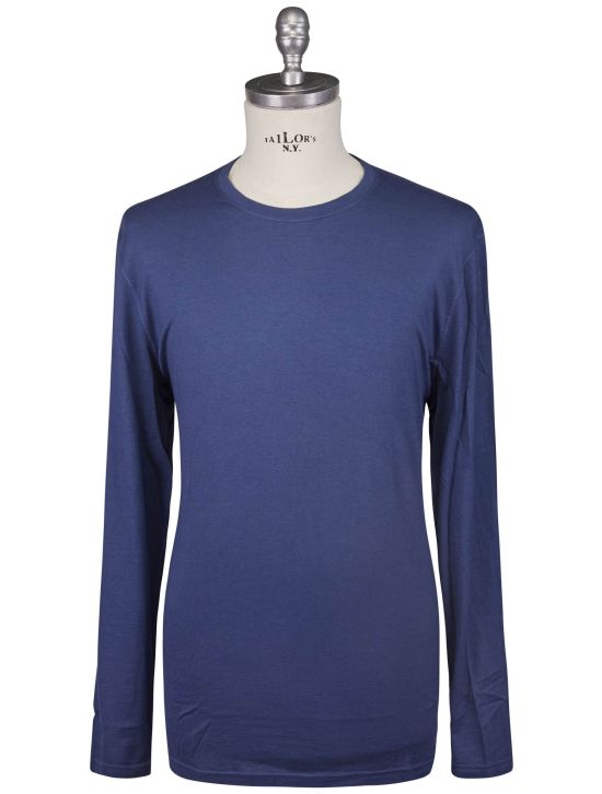 Kiton Kiton Blue Cotton Cashmere Sweater Crewneck Blue 000