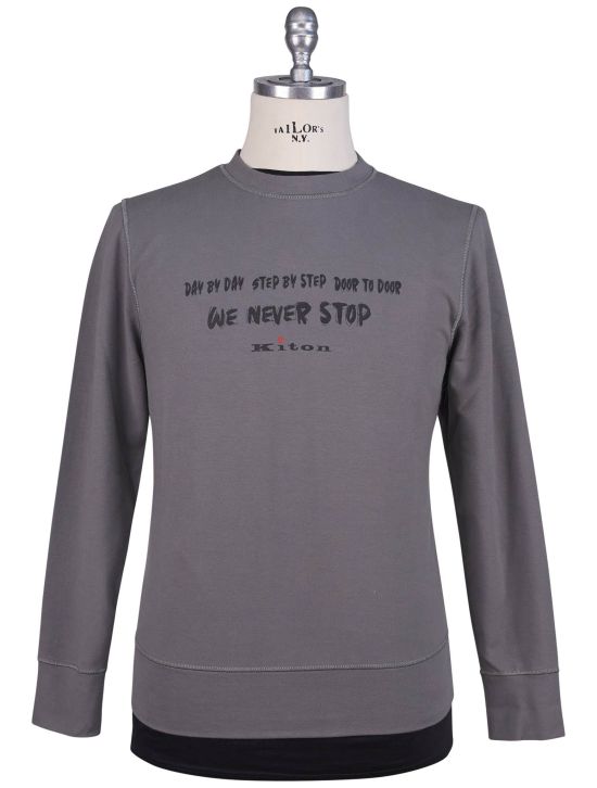 Kiton Kiton Gray Cotton Ea Sweater Crewneck Gray 000