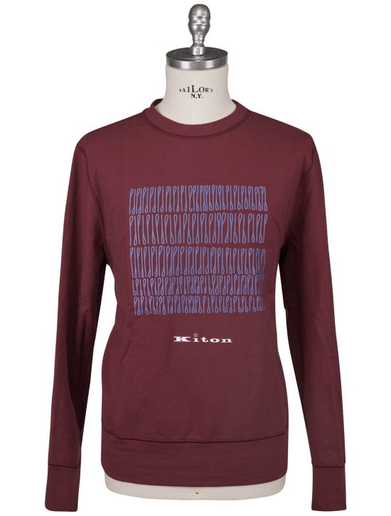 Kiton Kiton Blue Burgundy Cotton EA Sweater Crewneck Blue / Burgundy 000