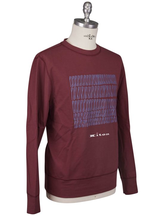 Kiton Kiton Blue Burgundy Cotton EA Sweater Crewneck Blue / Burgundy 001