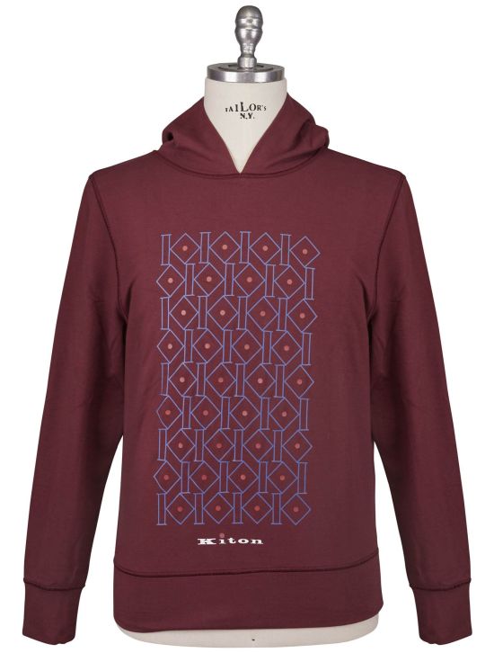 Kiton Kiton Blue Burgundy Cotton EA Sweater Burgundy / Blue 000