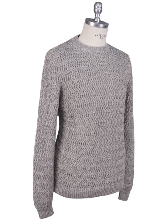 Kiton Kiton Gray Cotton Linen Sweater Crewneck Gray 001