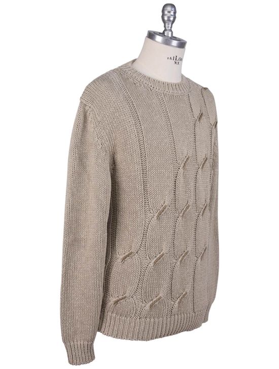 Kiton Kiton Gray Cotton Linen Sweater Crewneck Gray 001