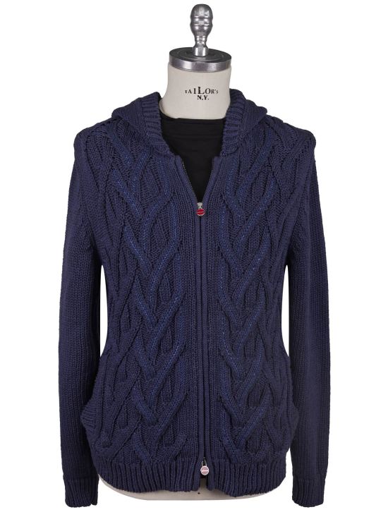 Kiton Kiton Blue Cotton Linen Sweater Full Zip Blue 000