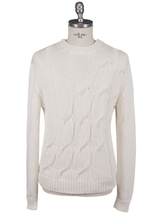 Kiton Kiton White Cotton Linen Sweater Crewneck White 000