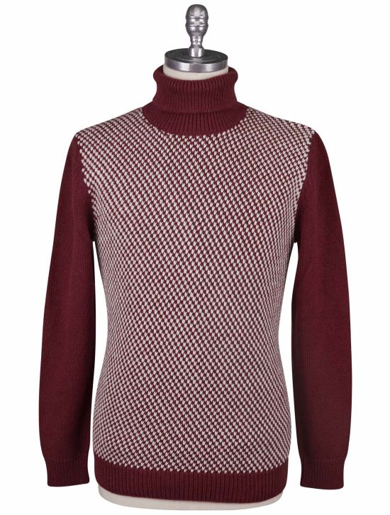 Kiton Kiton Red White Cashmere Sweater Turtleneck Red / White 000