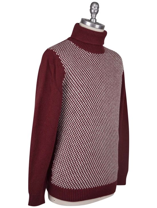 Kiton Kiton Red White Cashmere Sweater Turtleneck Red / White 001