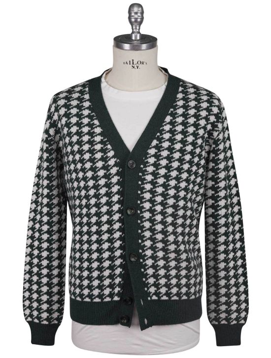 Kiton Kiton Green White Cashmere Sweater Cardigan Green / White 000