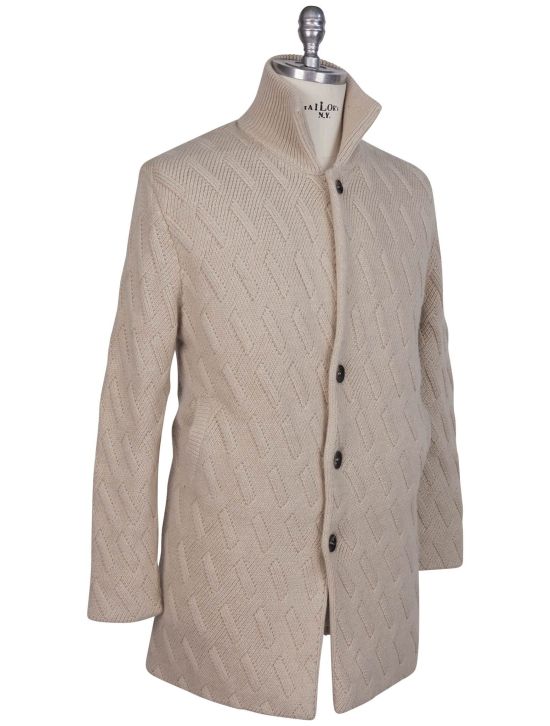 Kiton Kiton Beige Cashmere Weasel Fur Coat Cardigan Beige 001