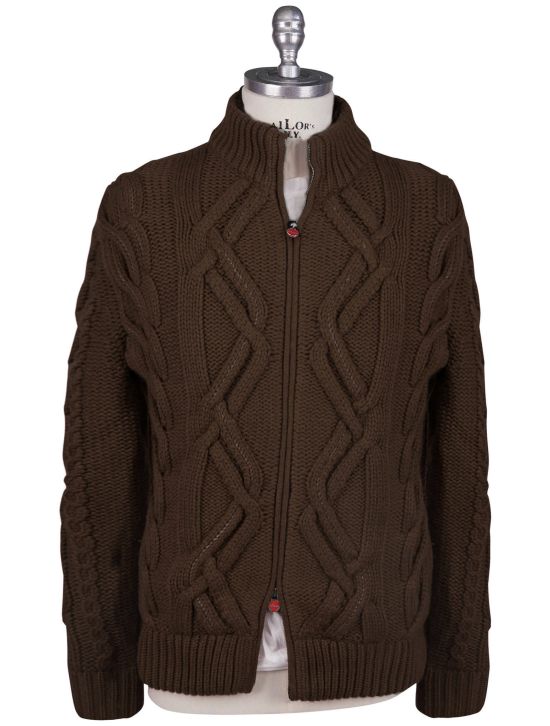 Kiton Kiton Brown Cashmere Mink Fur Sweater Full Zip Brown 000