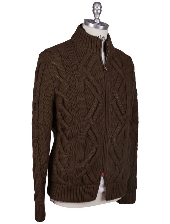 Kiton Kiton Brown Cashmere Mink Fur Sweater Full Zip Brown 001