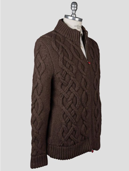 Kiton Kiton Brown Cashmere Mink Fur Sweater Full Zip Brown 001