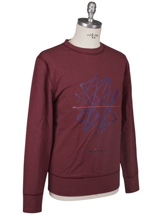 Kiton Kiton Burgundy Blue Cotton Ea Sweater Crewneck Burgundy / Blue 001