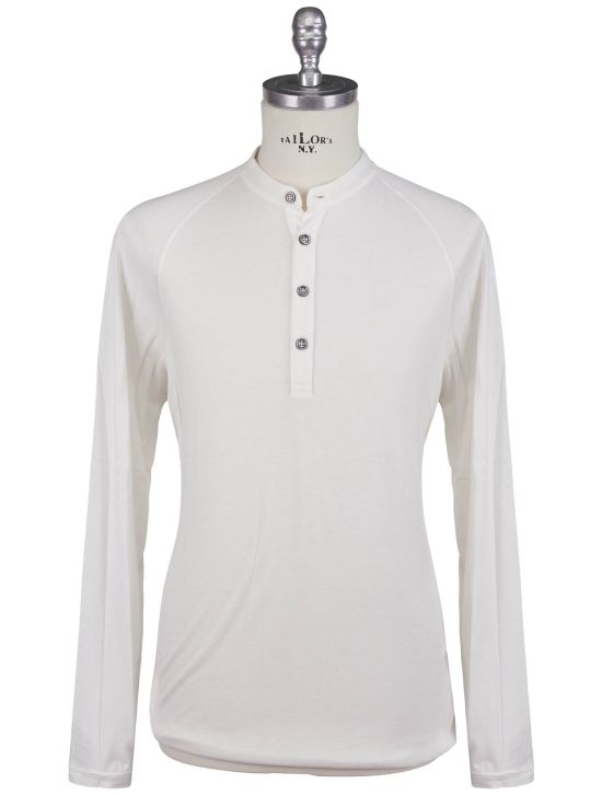 Kiton Kiton White Cotton Cashmere Sweater Half Button White 000