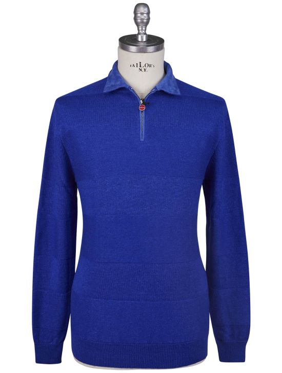 Kiton Kiton Blue Linen Cashmere Sweater Polo Blue 000