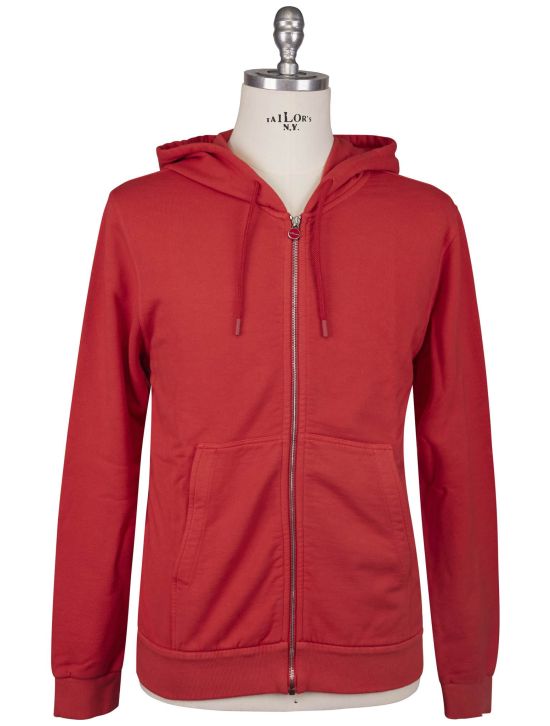 Kiton Kiton Red Cotton Sweater Full Zip Red 000