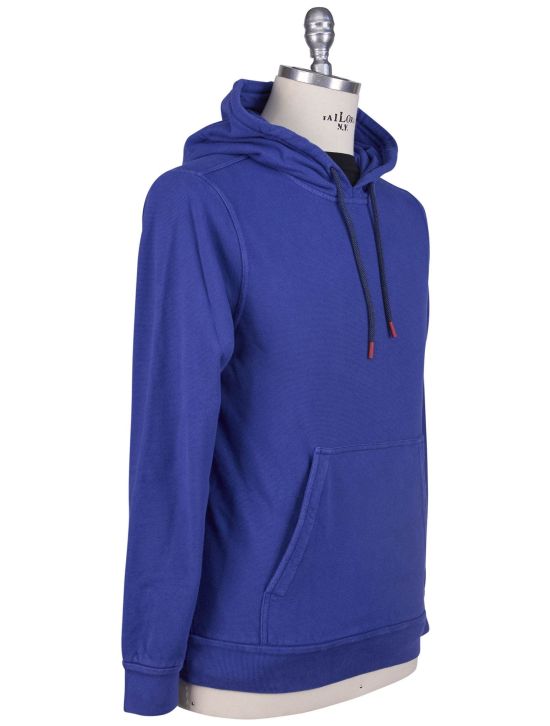 Kiton Kiton Blue Cotton Sweater Hood Blue 001