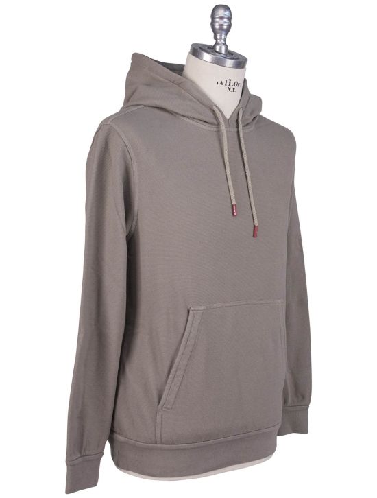 Kiton Kiton Taupe Cotton Sweater Hood Taupe 001