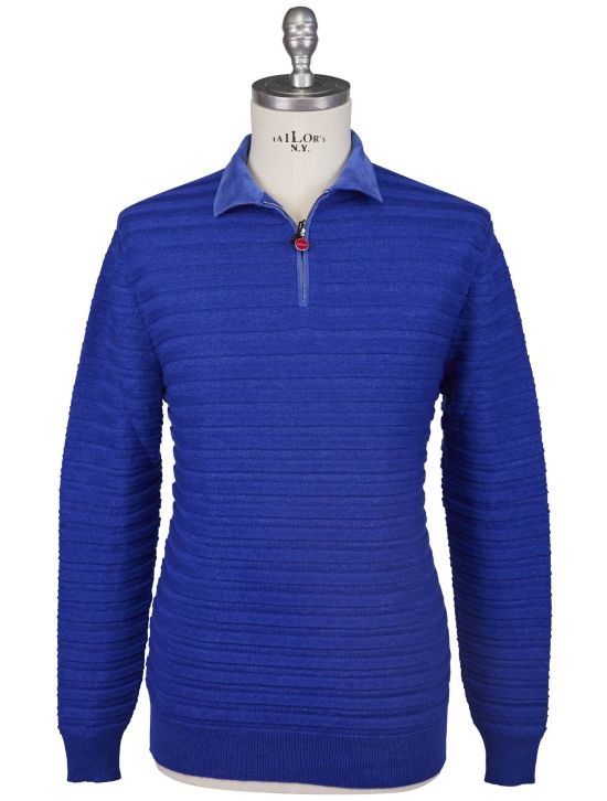 Kiton Kiton Blue Linen Cashmere Sweater Polo Blue 000