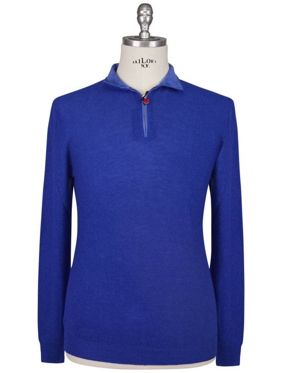 Kiton Kiton Blue Linen Cashmere Sweater Polo Blue 000