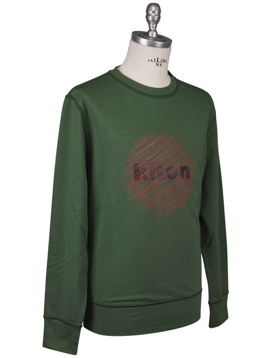 Kiton Kiton Green Red Cotton EA Sweater Crewneck Green / Red 001