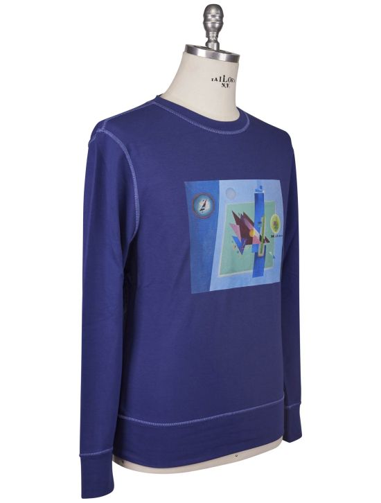 Kiton Kiton Blue Cotton EA Sweater Crewneck Blue 001