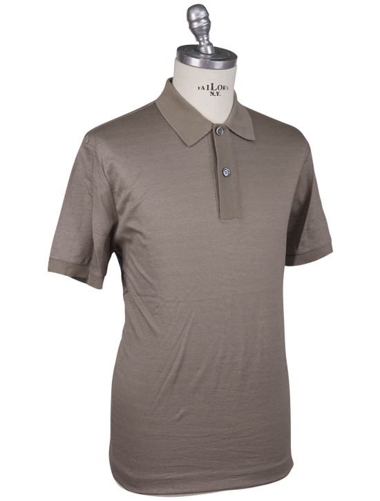 Kiton Kiton Taupe Linen Cotton Polo Taupe 001