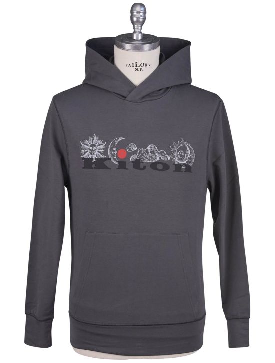 Kiton Kiton Gray Cotton Ea Sweater Hood Gray 000