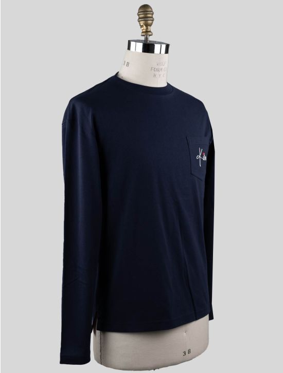 Kiton Kiton Blue Cotton Long Sleeve T-Shirt Blue 001