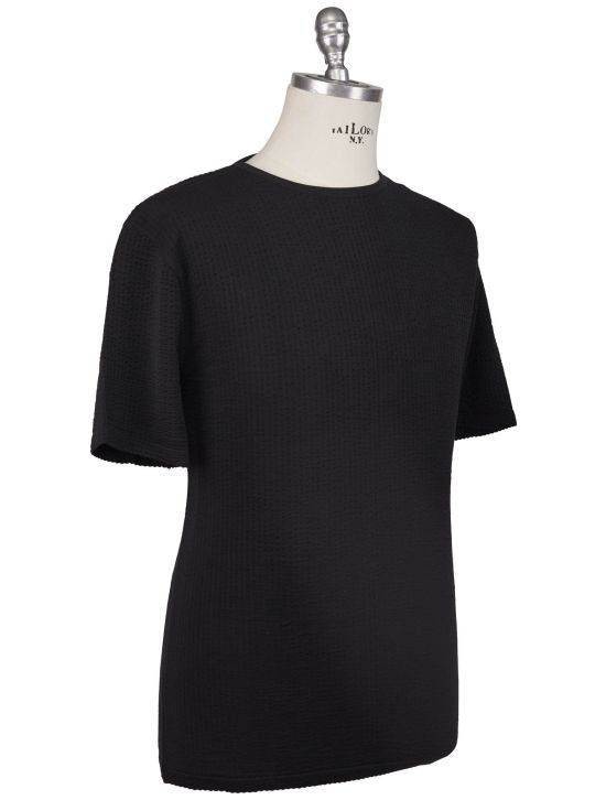 KNT Kiton Knt Black Cotton T-Shirt Black 001