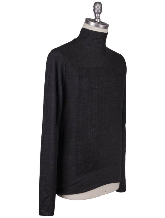 KNT Kiton Knt Dark Gray Wool Cashmere Sweater Turtleneck Dark Gray 001