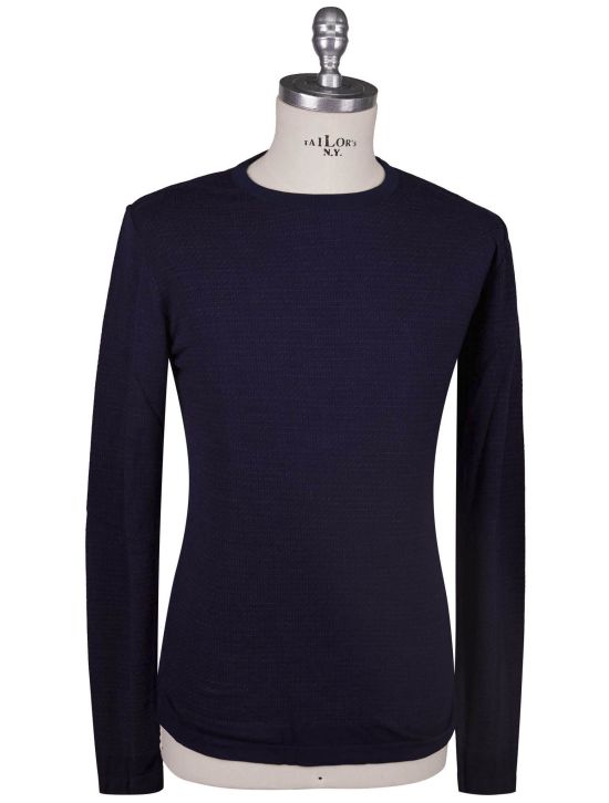 KNT Kiton Knt Blue Viscose Wool PA Sweater Crewneck Blue 000