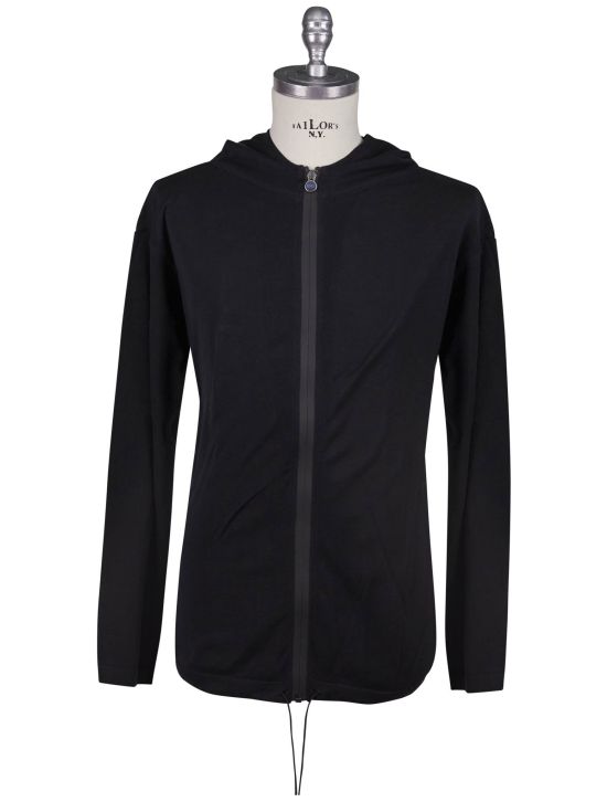 KNT Kiton Knt Black Cotton Sweater Full Zip Black 000