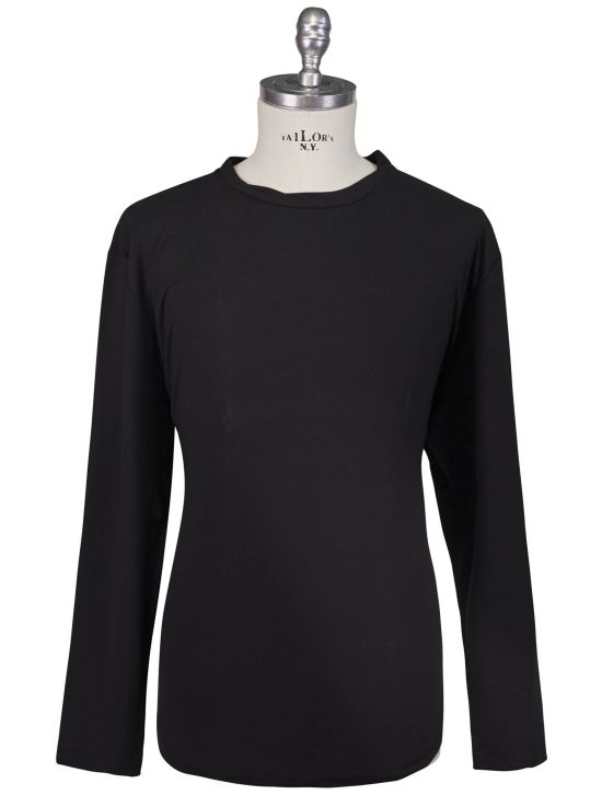 KNT Kiton Knt Black Cotton Sweater Crewneck Black 000