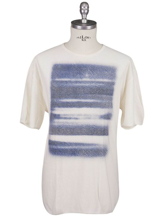 KNT Kiton Knt White Blue Cotton T-Shirt White / Blue 000