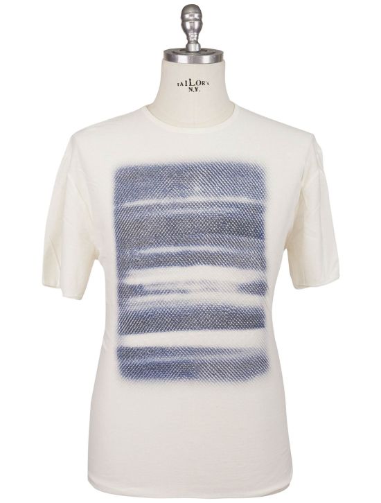 KNT Kiton Knt White Blue Cotton T-Shirt White / Blue 000