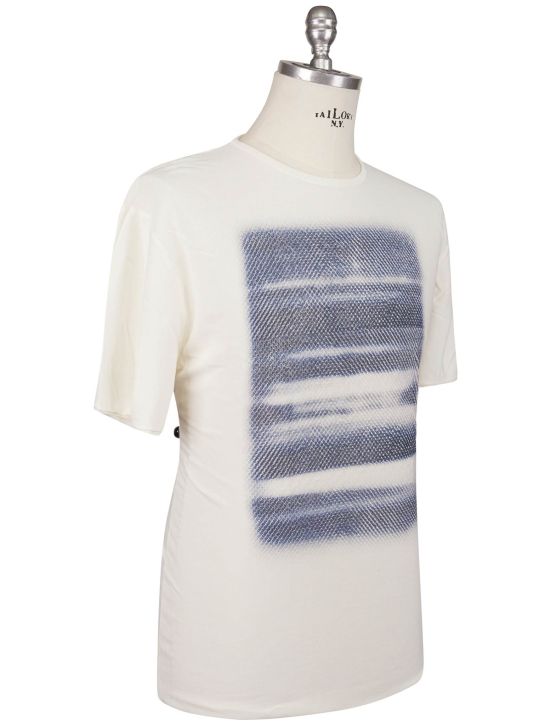 KNT Kiton Knt White Blue Cotton T-Shirt White / Blue 001