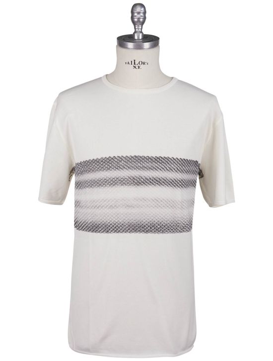 KNT Kiton Knt White Gray Cotton T-Shirt White / Gray 000