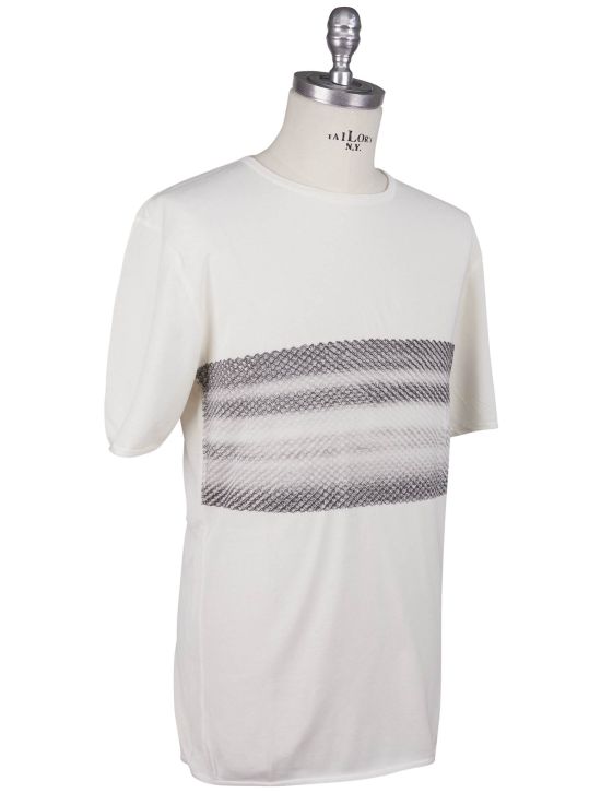 KNT Kiton Knt White Gray Cotton T-Shirt White / Gray 001