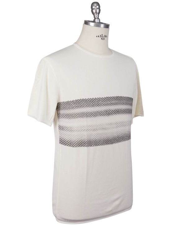 KNT Kiton Knt White Gray Cotton T-Shirt White / Gray 001