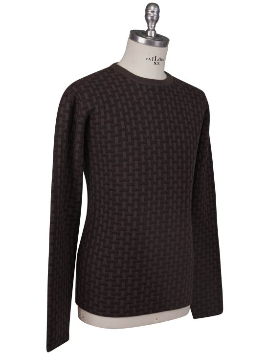 KNT Kiton Knt Brown Wool Cashmere Sweater Crewneck Brown 001