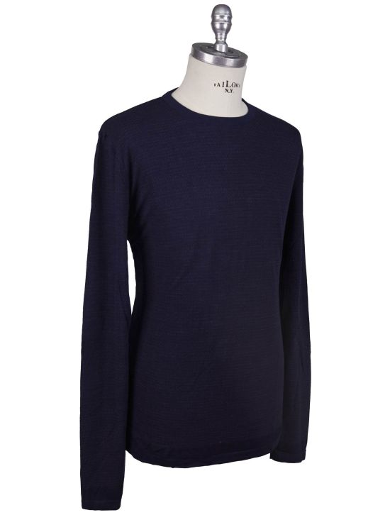 KNT Kiton Knt Blue Viscose Wool Pa Sweater Crewneck Blue 001