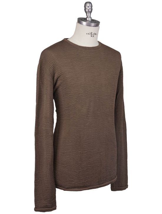 KNT Kiton Knt Brown Cotton Cashmere Sweater Crewnewck Brown 001