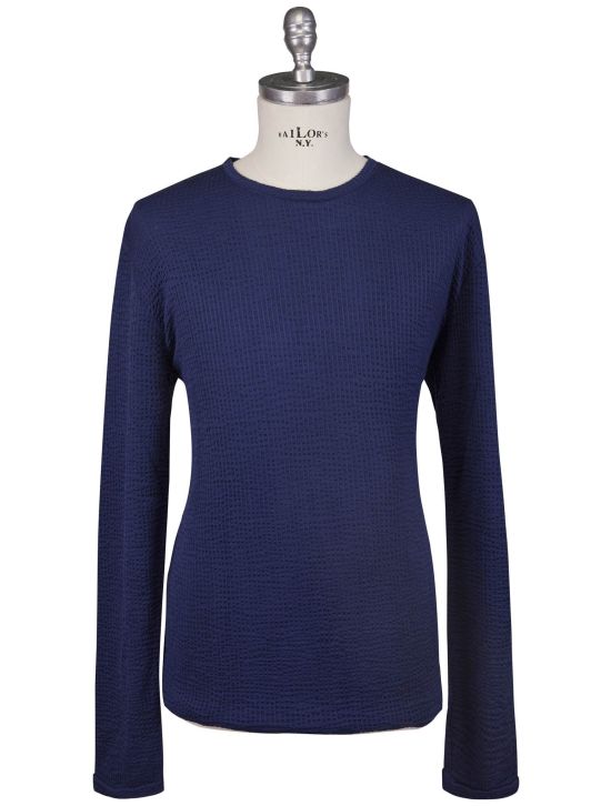 KNT Kiton Knt Blue Cotton Cashmere Sweater Crewneck Blue 000