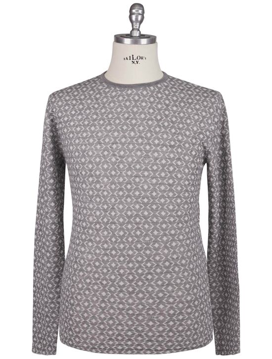 KNT Kiton Knt Gray Cashmere Cotton Sweater Crewneck Gray 000