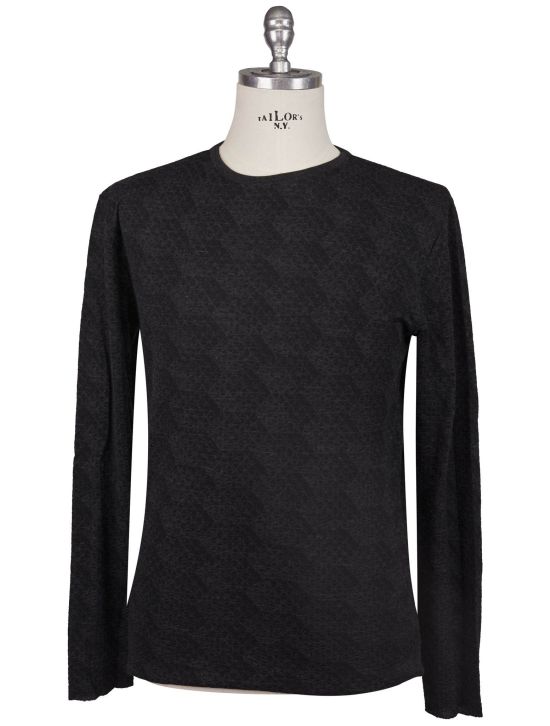 KNT Kiton Knt Black Gray Cashmere Cotton Sweater Crewneck Black / Gray 000