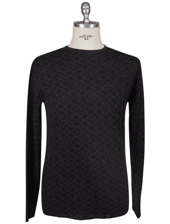 KNT Kiton Knt Black Gray Cashmere Cotton Sweater Crewneck Black / Gray 000