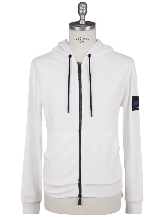 KNT Kiton Knt White Cotton Sweater Full Zip White 000